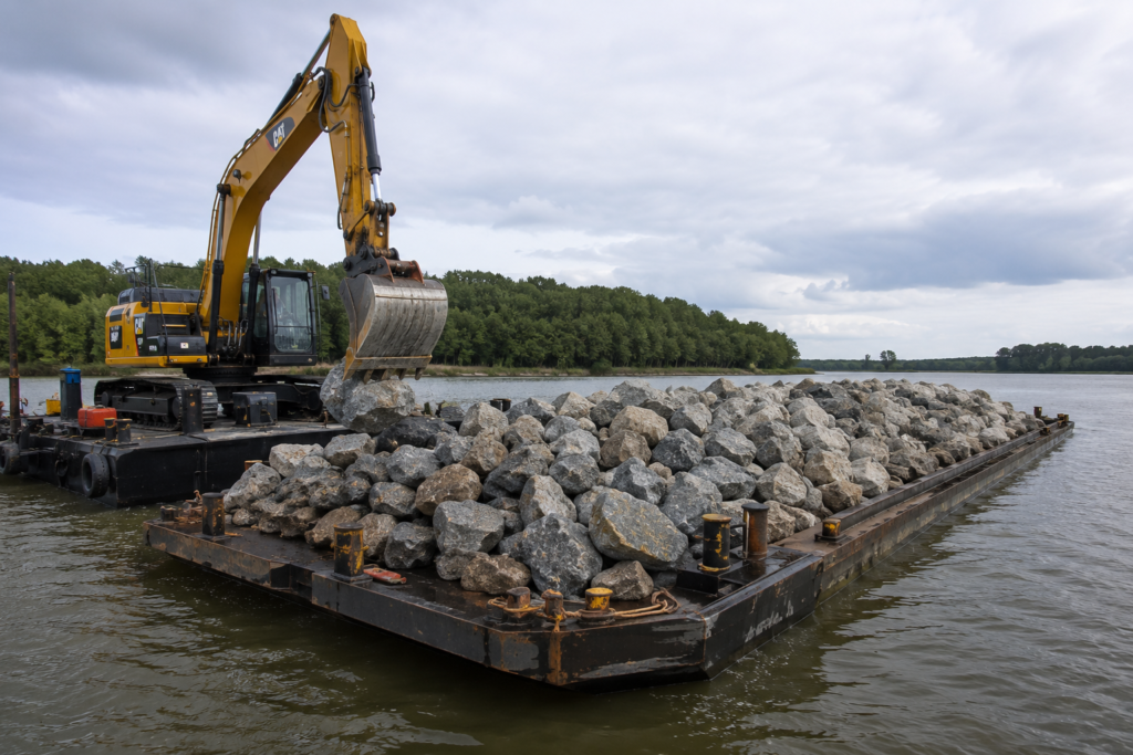 Hydrotechnical stone – foundation of durable reinforcements of banks, embankments and water structures